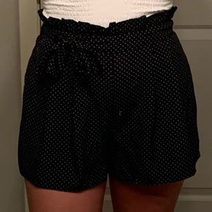 Flowy polka dot printed shorts